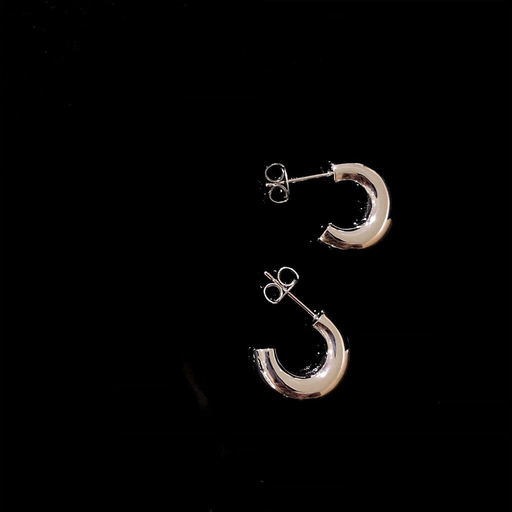 W Heart hoop pierce mini (Silver)